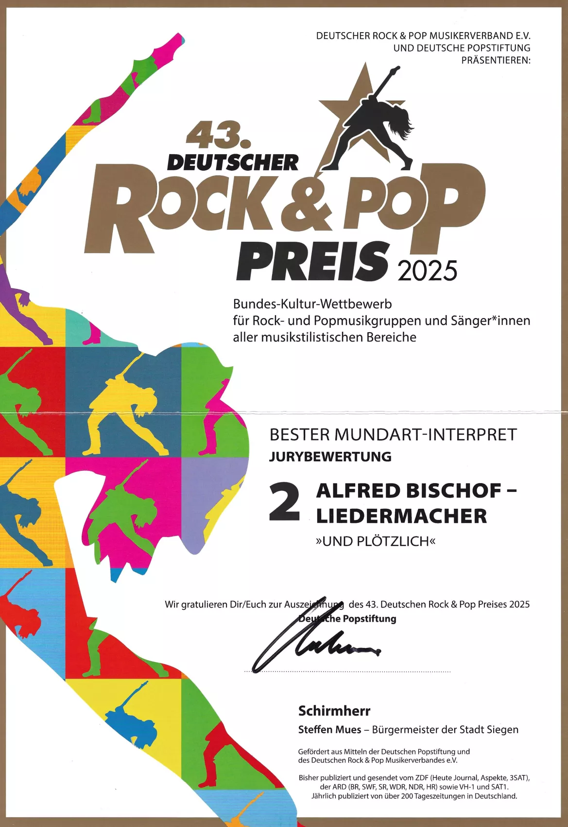 „Du schaffst all’s“: Alfred Bischof erhält 2022 den Preis als bester Mundart-Interpret für den Song „Du schaffst all’s“.
